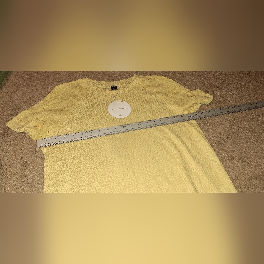 NWT/Shein / Yellow / Size : Large/ Solid Raglan Sleeve Tee - Picture 8 of 11